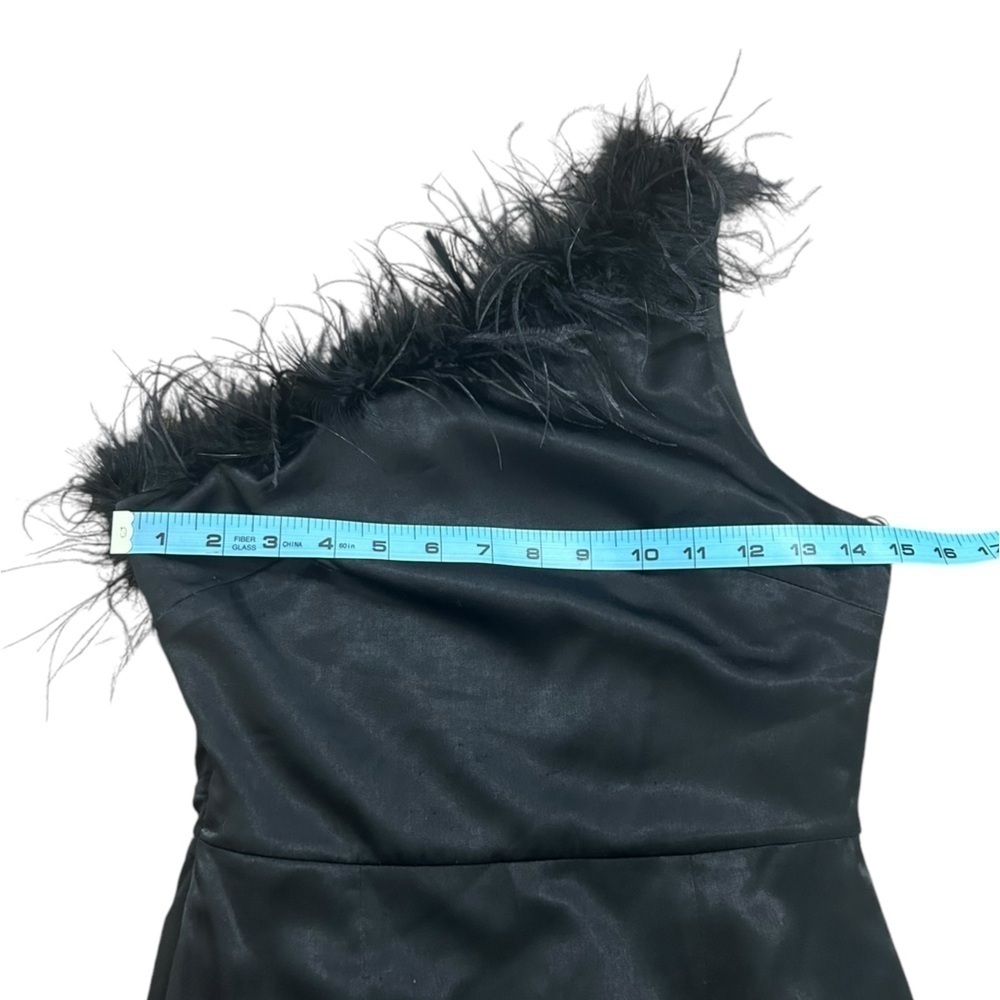 Altar’d State Feather Detail Satin One Shoulder Little Black Dress Women’s Sz XS - Picture 9 of 13